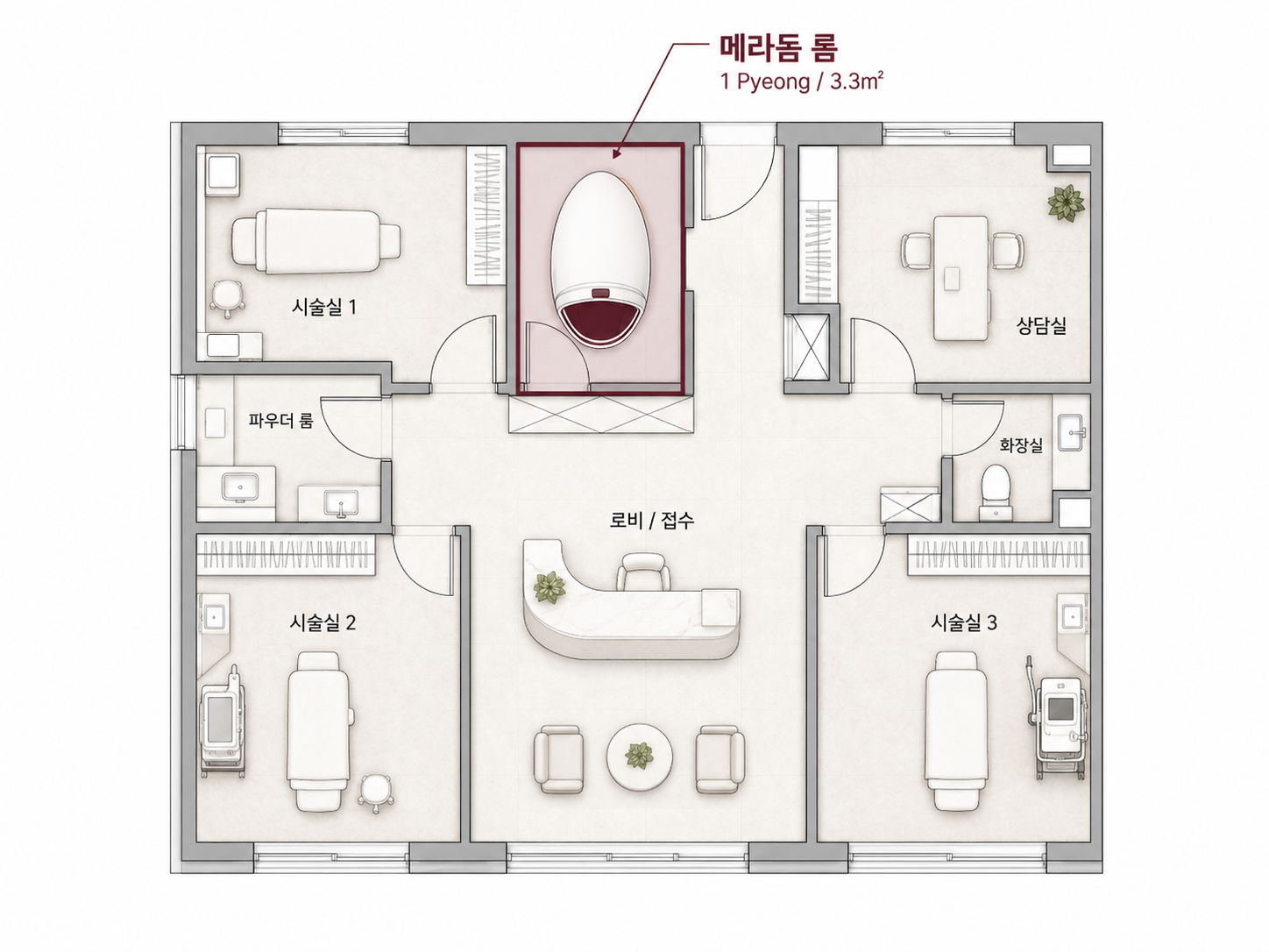 메라돔 리커버리 룸 평면도